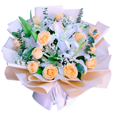 武汉16朵香槟玫瑰2支百合，爱的温暖和幸福